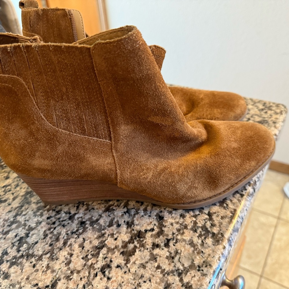 Franco Sarto Suede Ankle Booties in Chestnut